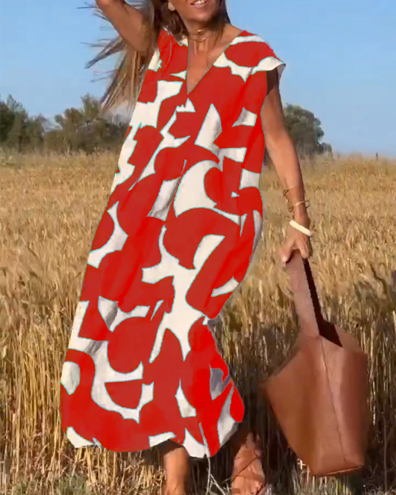 Aliams | Amara Maxikleid mit Print und V-Ausschnitt