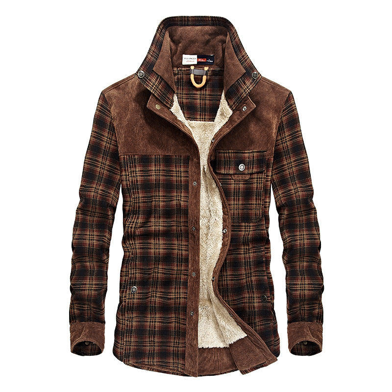 Herren Flanelljacke mit warmem Sherpa-Innenfutter und modischem Karomuster Aliams