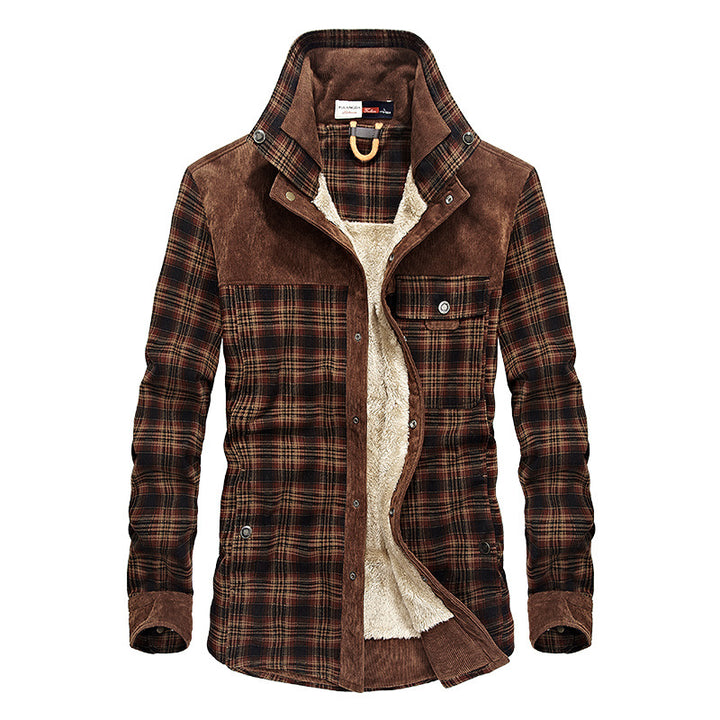 Herren Flanelljacke mit warmem Sherpa-Innenfutter und modischem Karomuster Aliams
