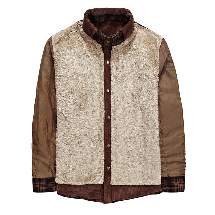 Herren Flanelljacke mit warmem Sherpa-Innenfutter und modischem Karomuster Aliams
