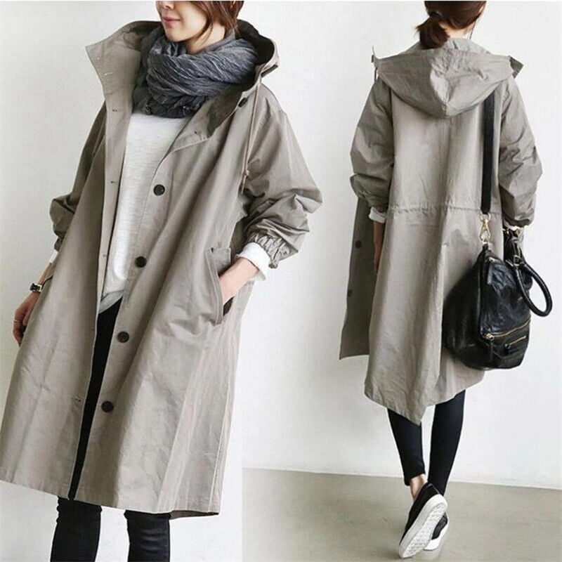 Aliams | Wasserdichter Trenchcoat mit Kapuze für Damen
