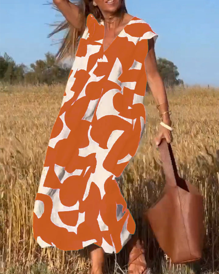 Aliams | Amara Maxikleid mit Print und V-Ausschnitt