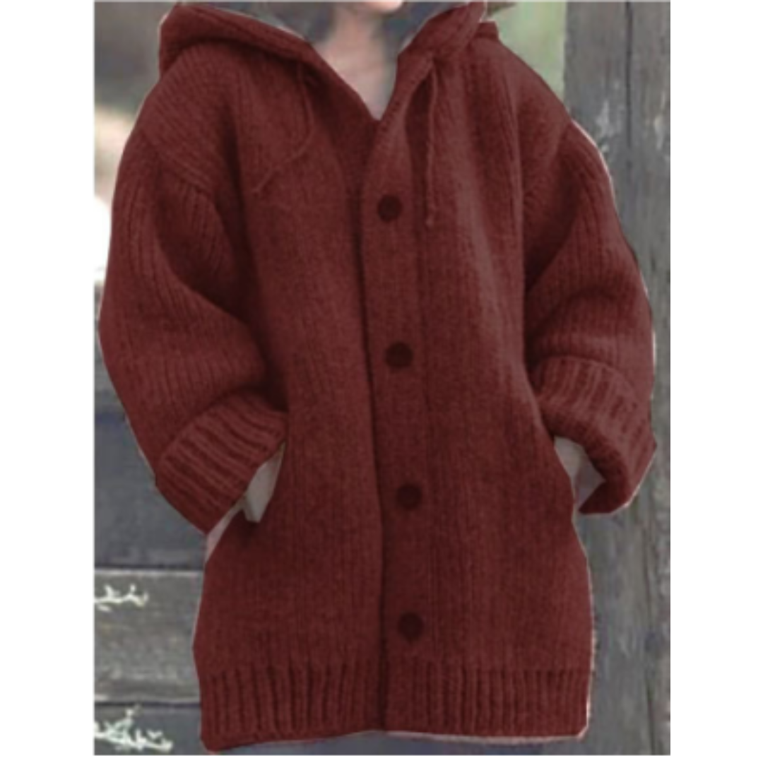 Kuscheliger Strickmantel Mit Kapuze Für Damen