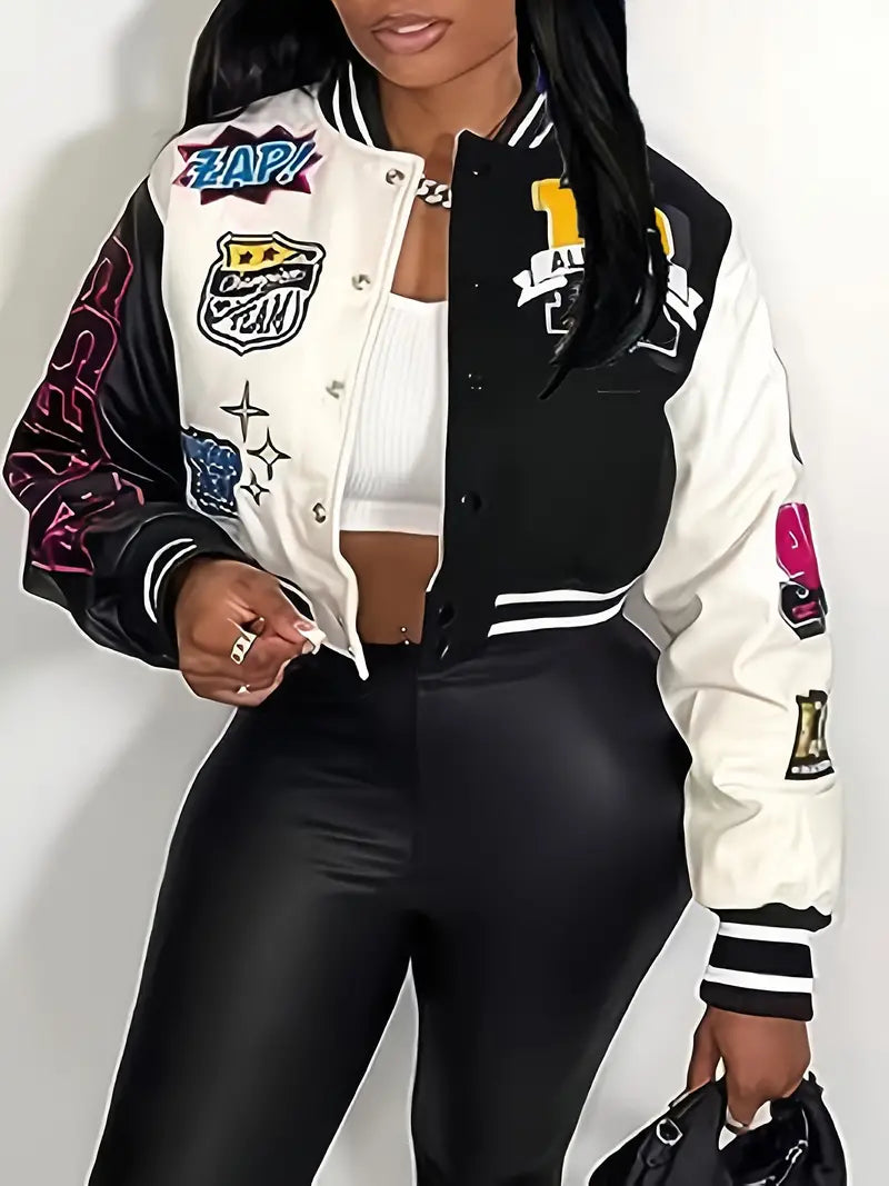 Aliams | Damen Varsity-Jacke mit Briefdruck