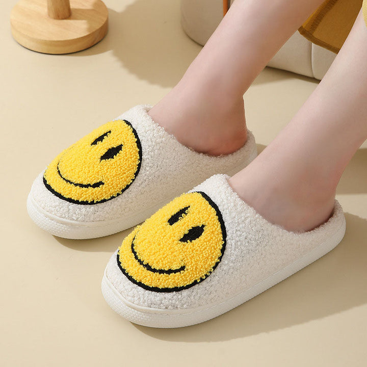 Aliams | Großes Smiley-Muster Pelzpantoffel