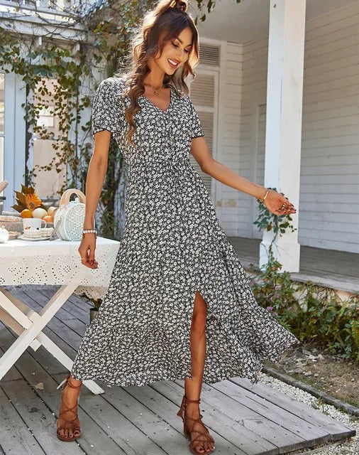 Aliams | Blumenkleid mit Rüschenärmeln