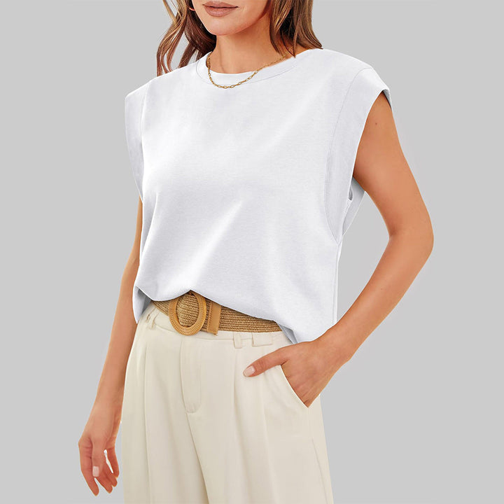 Aliams | Damen Frühling und Sommer Rundhals Ärmelloses T-Shirt