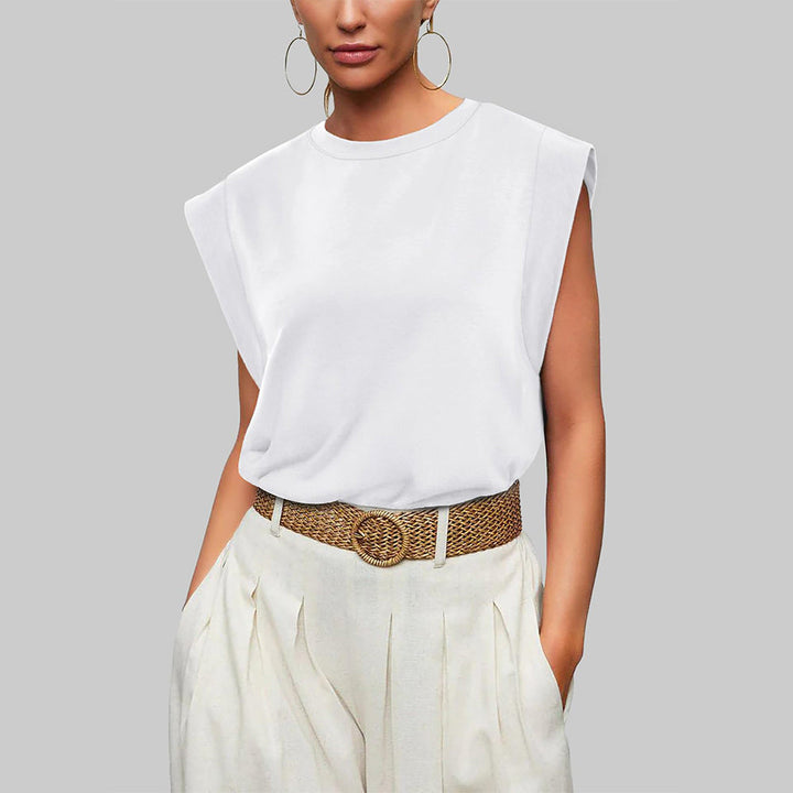 Aliams | Damen Frühling und Sommer Rundhals Ärmelloses T-Shirt