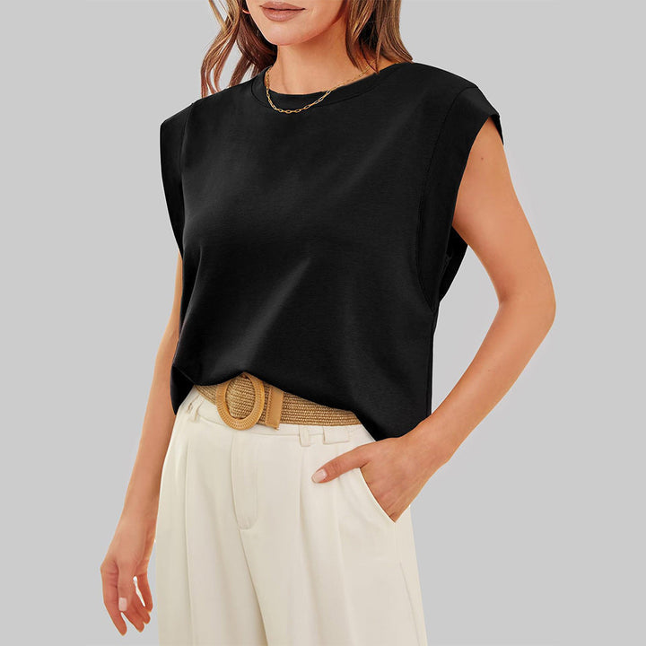 Aliams | Damen Frühling und Sommer Rundhals Ärmelloses T-Shirt