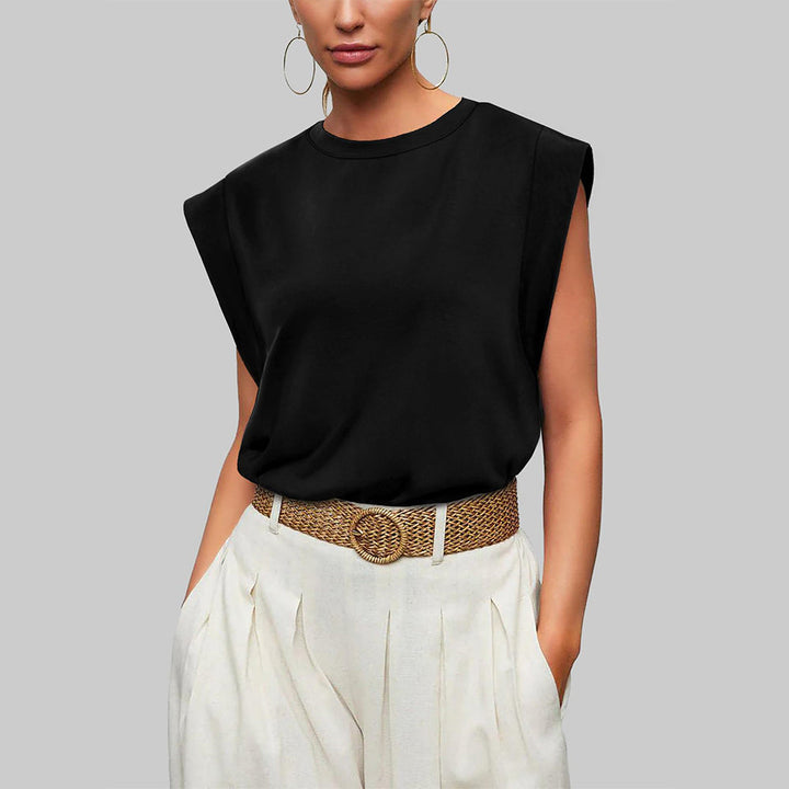 Aliams | Damen Frühling und Sommer Rundhals Ärmelloses T-Shirt