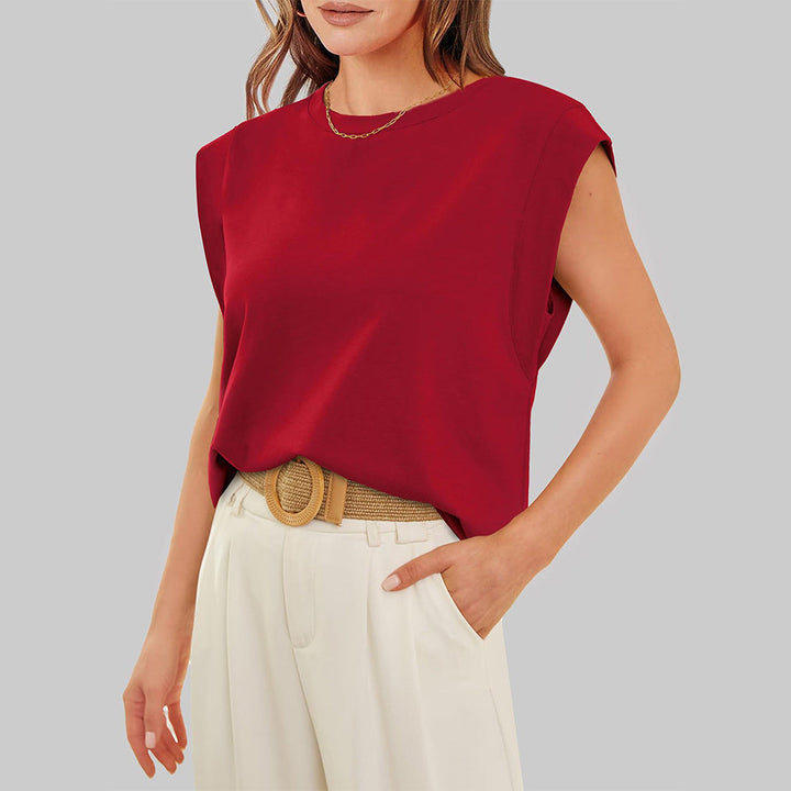 Aliams | Damen Frühling und Sommer Rundhals Ärmelloses T-Shirt
