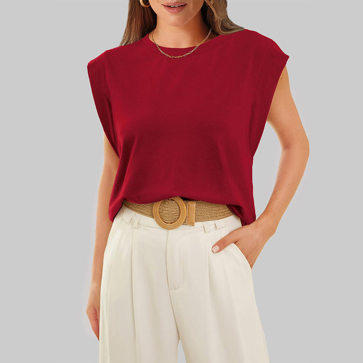 Aliams | Damen Frühling und Sommer Rundhals Ärmelloses T-Shirt