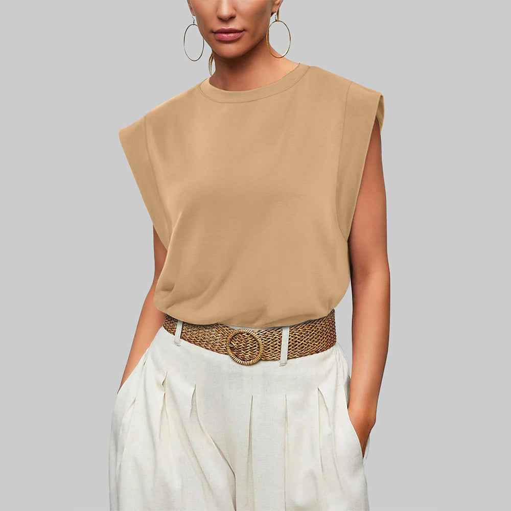 Aliams | Damen Frühling und Sommer Rundhals Ärmelloses T-Shirt