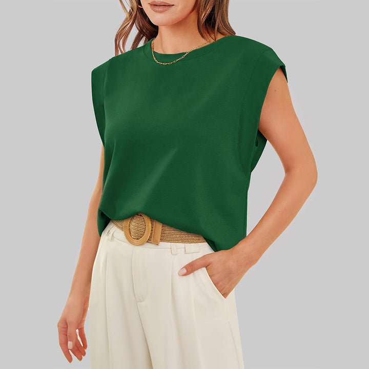 Aliams | Damen Frühling und Sommer Rundhals Ärmelloses T-Shirt