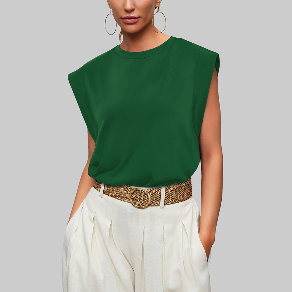 Aliams | Damen Frühling und Sommer Rundhals Ärmelloses T-Shirt