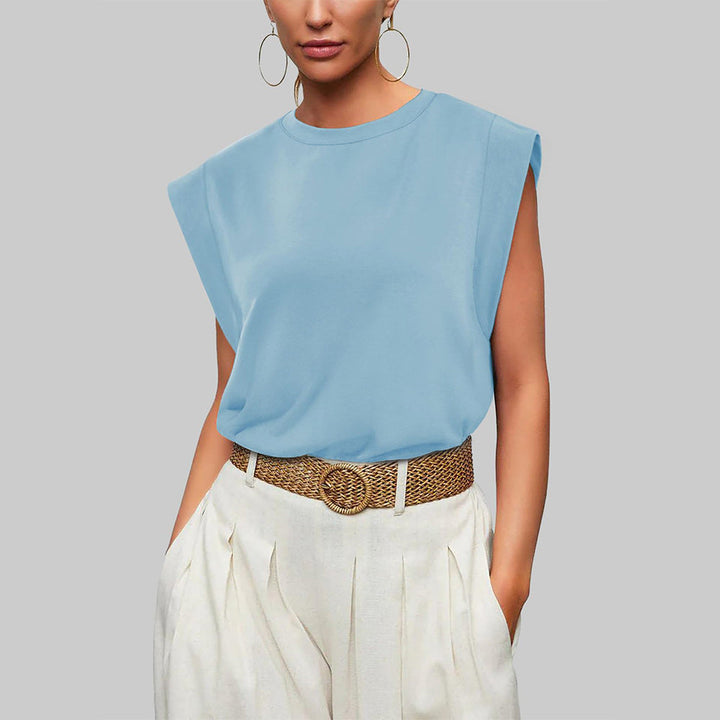 Aliams | Damen Frühling und Sommer Rundhals Ärmelloses T-Shirt