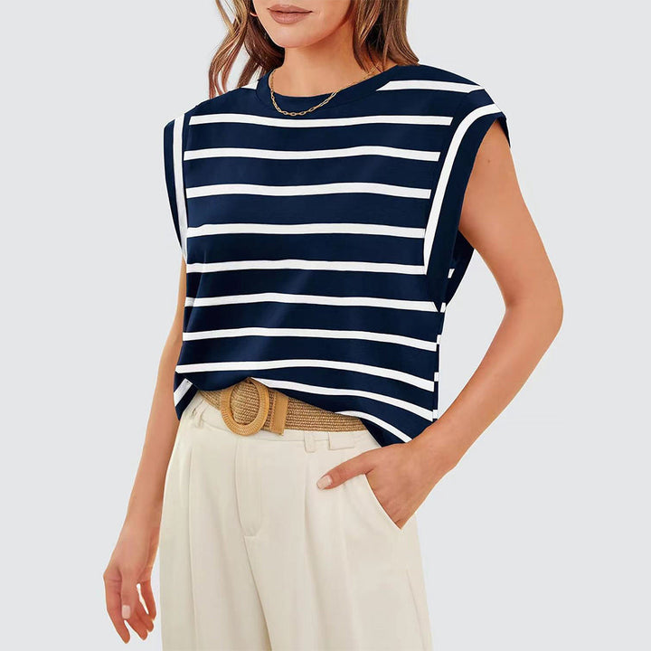 Aliams | Damen Frühling und Sommer Rundhals Ärmelloses T-Shirt