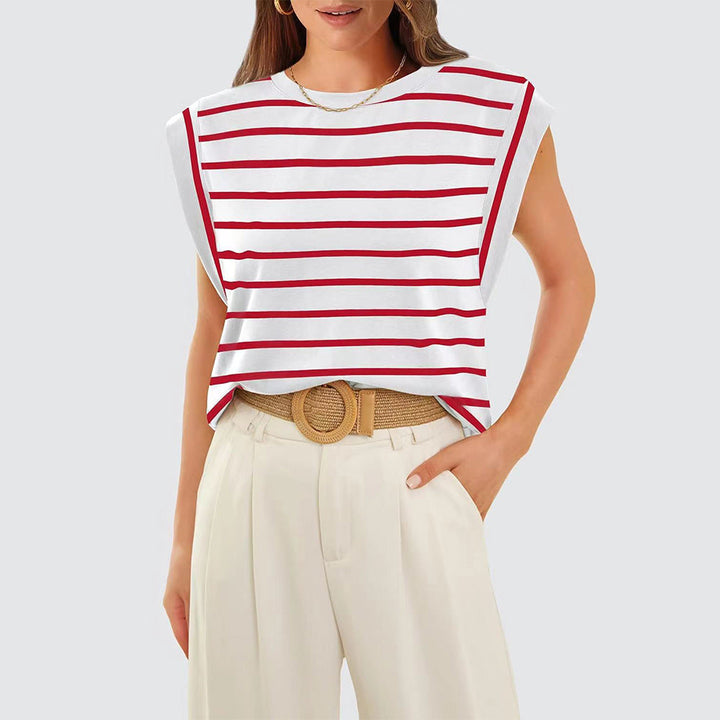 Aliams | Damen Frühling und Sommer Rundhals Ärmelloses T-Shirt