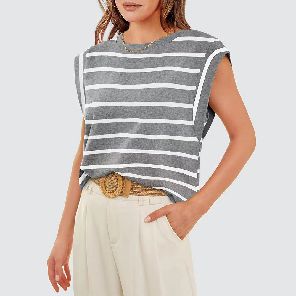 Aliams | Damen Frühling und Sommer Rundhals Ärmelloses T-Shirt