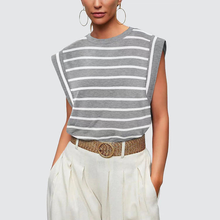 Aliams | Damen Frühling und Sommer Rundhals Ärmelloses T-Shirt