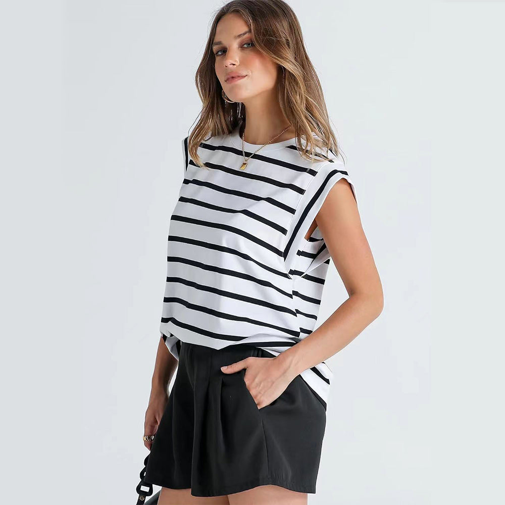 Aliams | Damen Frühling und Sommer Rundhals Ärmelloses T-Shirt