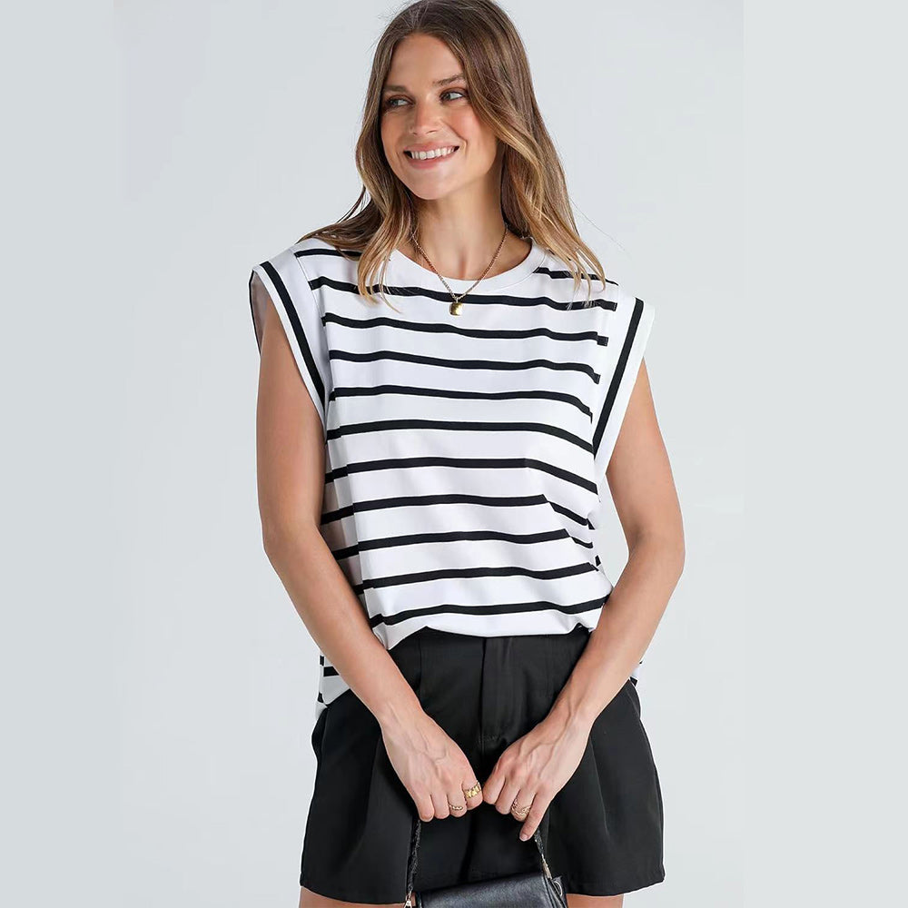 Aliams | Damen Frühling und Sommer Rundhals Ärmelloses T-Shirt