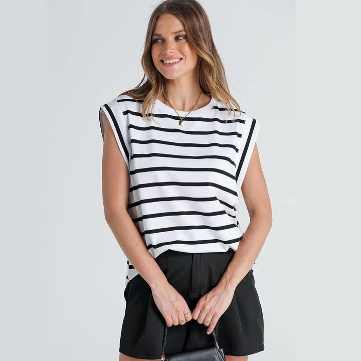 Aliams | Damen Frühling und Sommer Rundhals Ärmelloses T-Shirt
