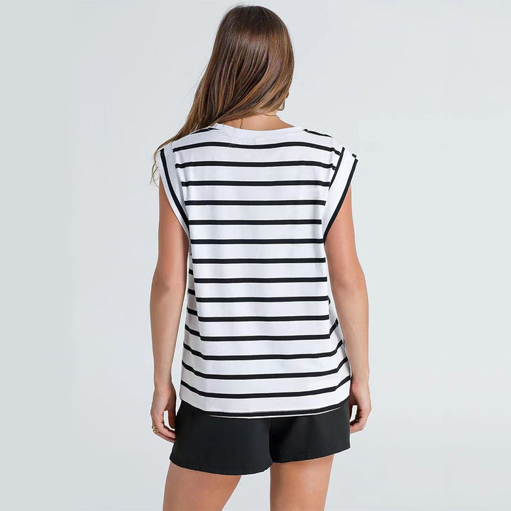 Aliams | Damen Frühling und Sommer Rundhals Ärmelloses T-Shirt