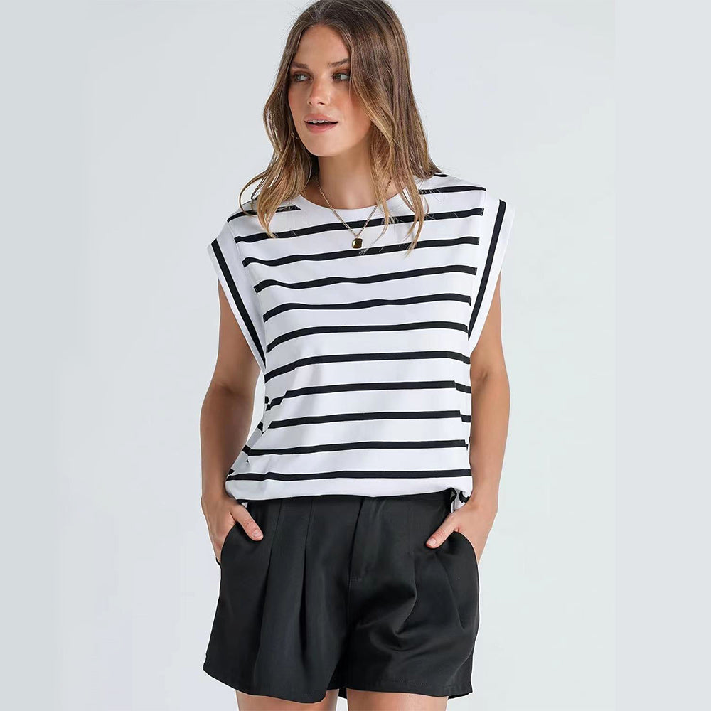 Aliams | Damen Frühling und Sommer Rundhals Ärmelloses T-Shirt