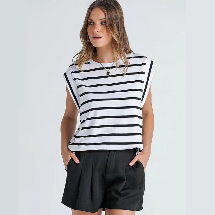 Aliams | Damen Frühling und Sommer Rundhals Ärmelloses T-Shirt