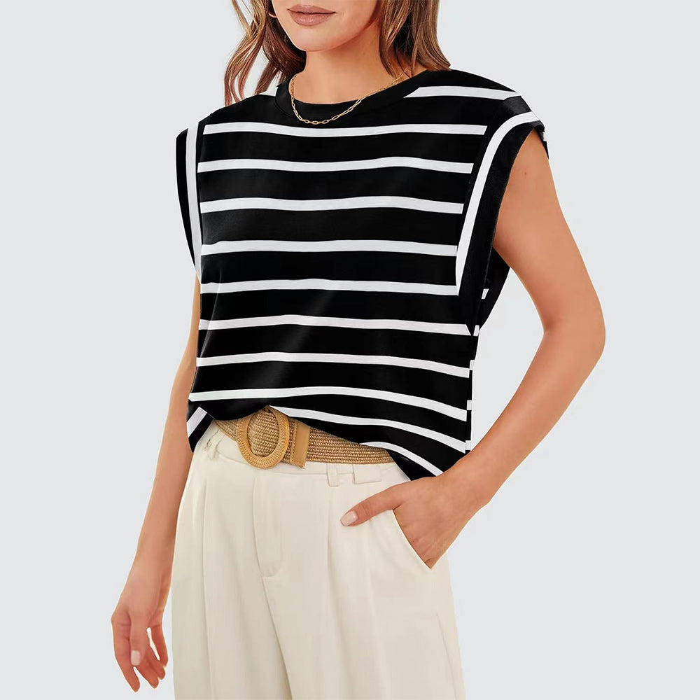 Aliams | Damen Frühling und Sommer Rundhals Ärmelloses T-Shirt