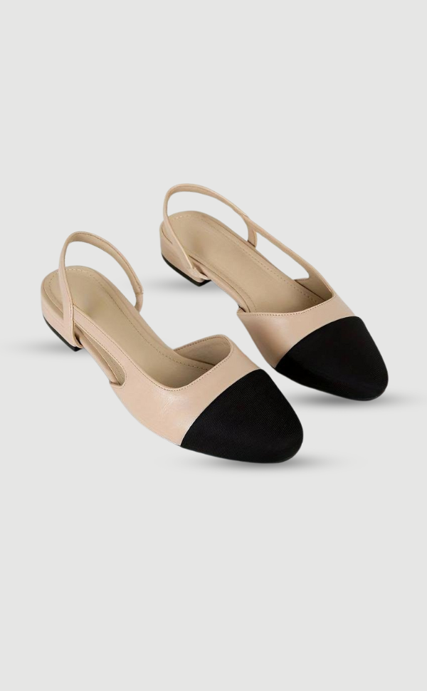 Aliams | Slingback Ballerinas In Beige & Schwarz Klassischer Chic