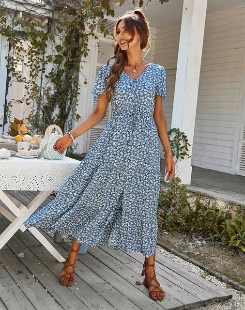 Aliams | Blumenkleid mit Rüschenärmeln