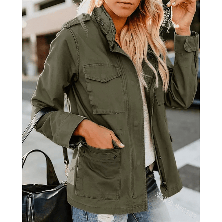 Damen Übergangsjacke mit Verschlussleiste und Taschen