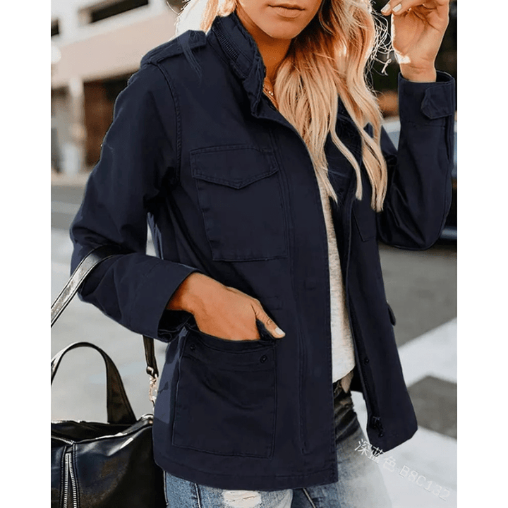Damen Übergangsjacke mit Verschlussleiste und Taschen