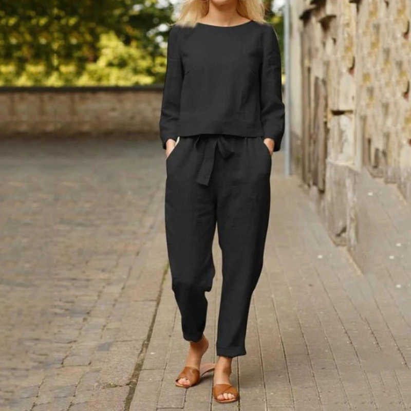 Frau In Schwarz Bequemes Sommerset Für Frauen