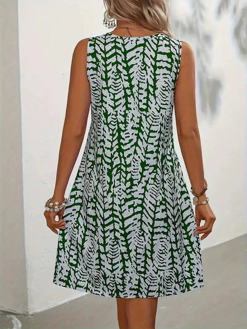 Aliams | Bedrucktes Kleid Ärmelloses Minikleid für den Sommer