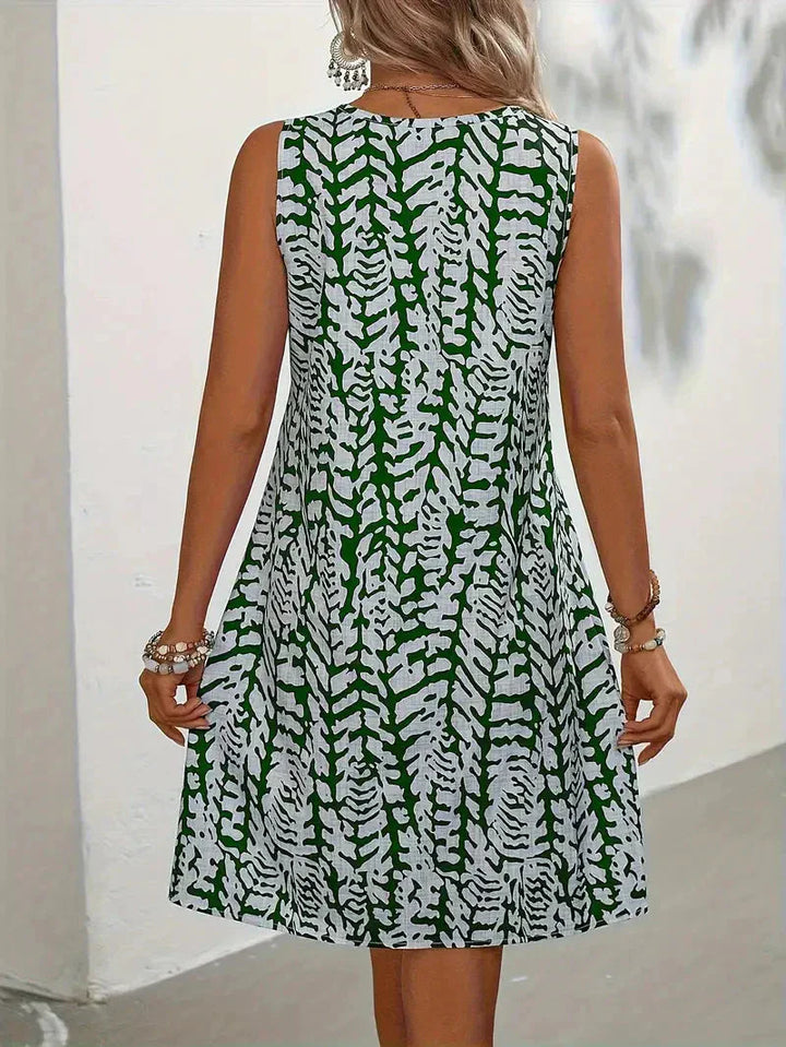Aliams | Bedrucktes Kleid Ärmelloses Minikleid für den Sommer