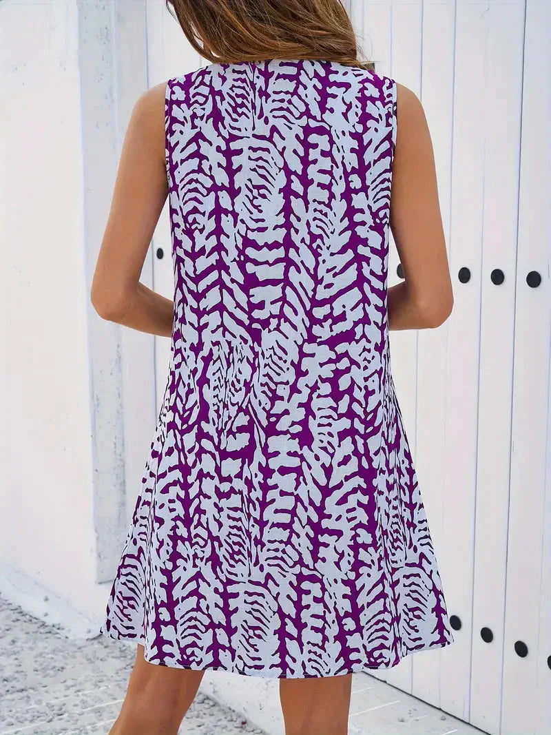 Aliams | Bedrucktes Kleid Ärmelloses Minikleid für den Sommer