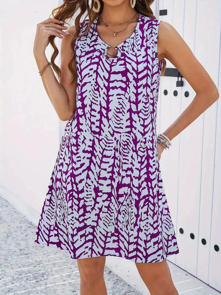 Aliams | Bedrucktes Kleid Ärmelloses Minikleid für den Sommer