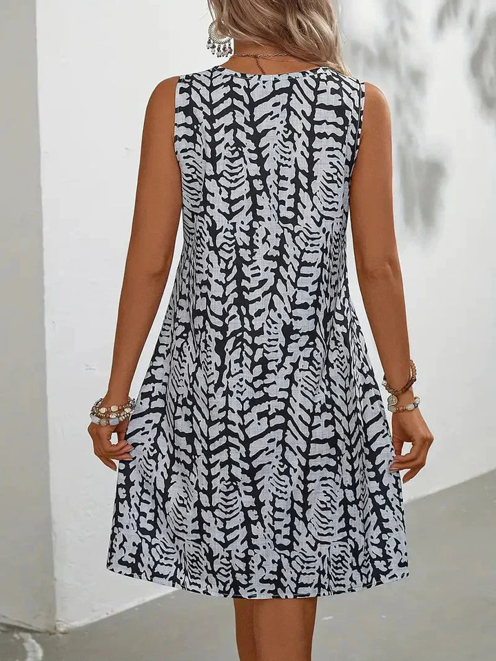 Aliams | Bedrucktes Kleid Ärmelloses Minikleid für den Sommer