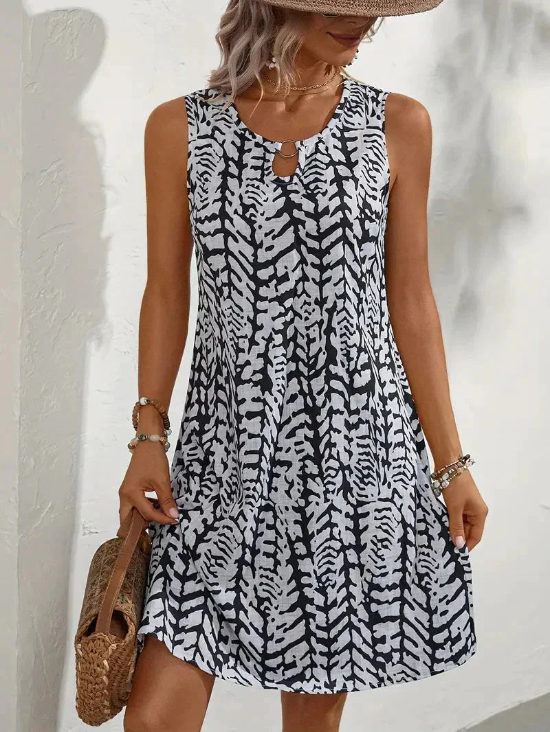 Aliams | Bedrucktes Kleid Ärmelloses Minikleid für den Sommer