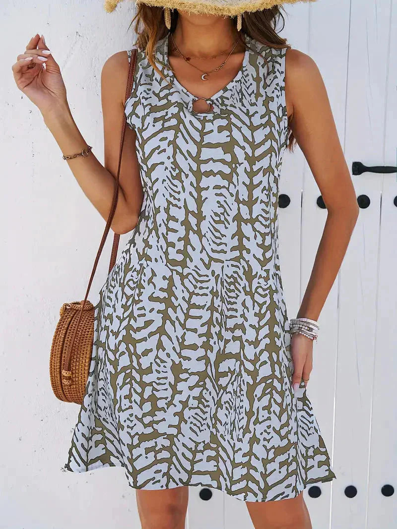 Aliams | Bedrucktes Kleid Ärmelloses Minikleid für den Sommer