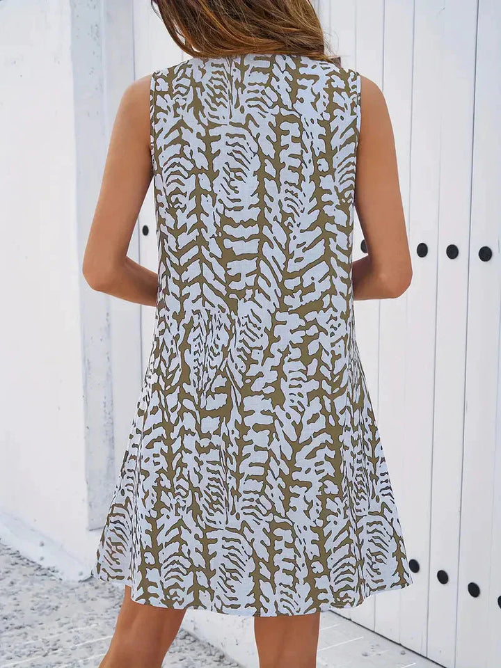 Aliams | Bedrucktes Kleid Ärmelloses Minikleid für den Sommer