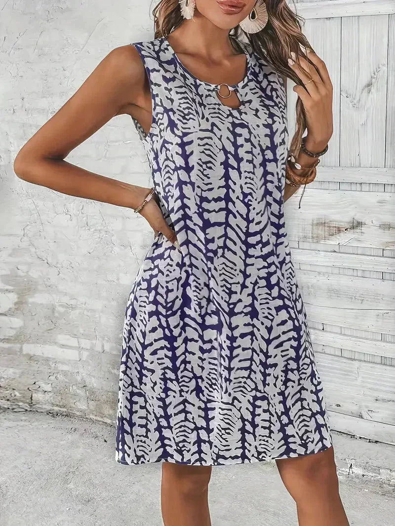 Aliams | Bedrucktes Kleid Ärmelloses Minikleid für den Sommer