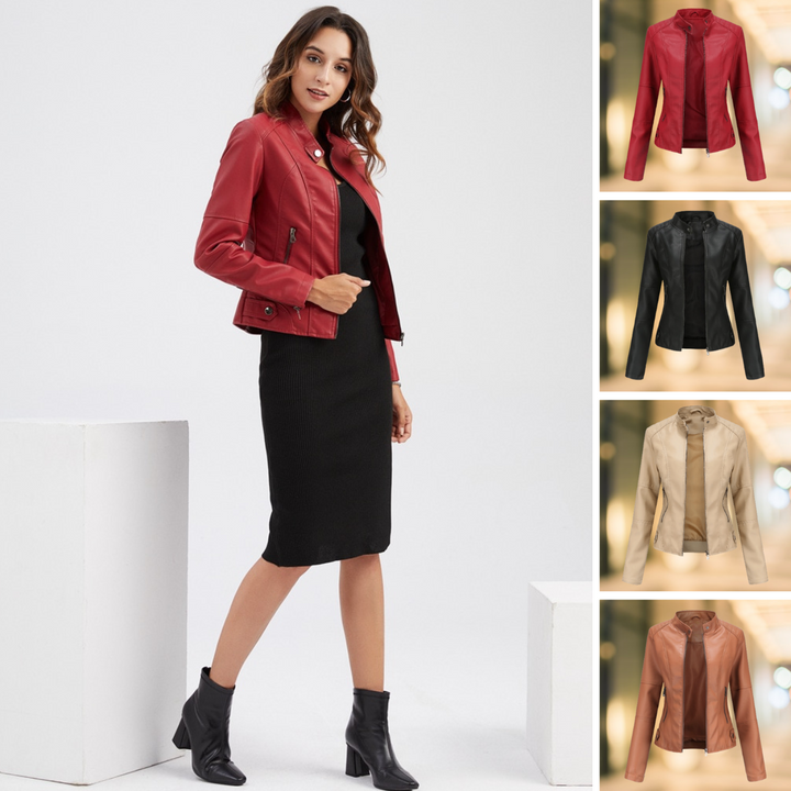 Aliams | Elegante und Schicke Lederjacke mit Stehkragen