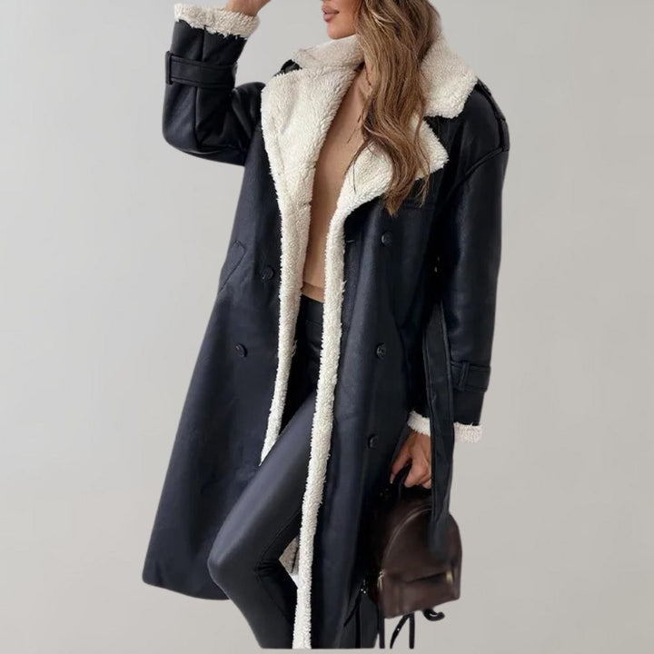 Aliams | Einreihiger Wintermantel Aus Weichem Leder