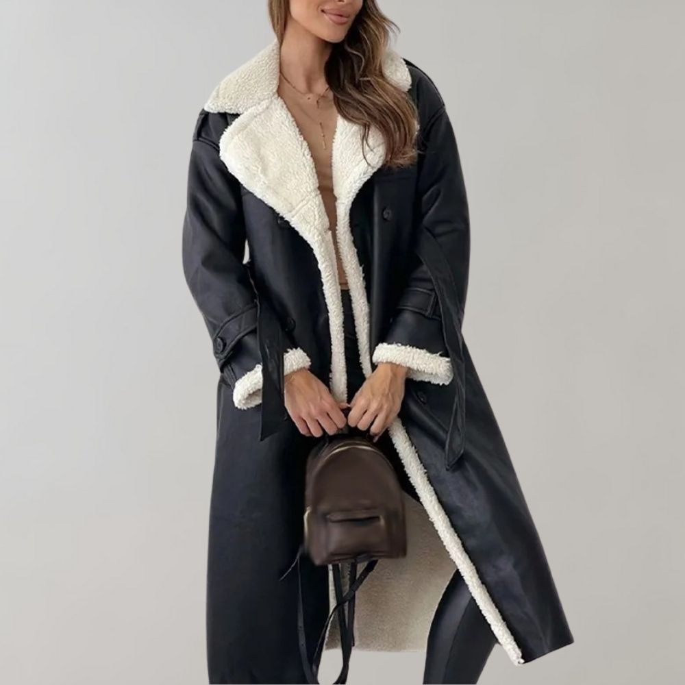 Aliams | Einreihiger Wintermantel Aus Weichem Leder