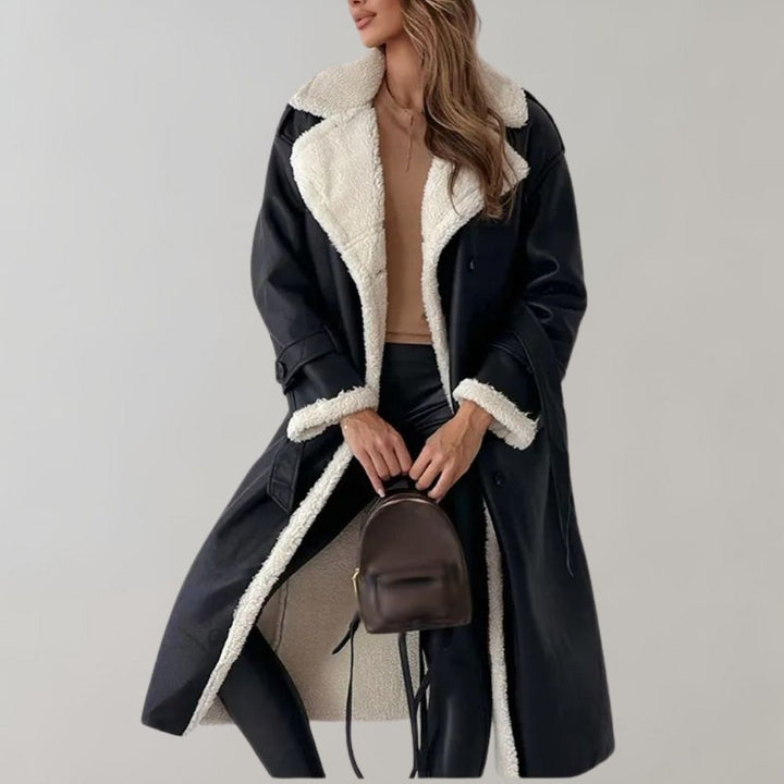 Aliams | Einreihiger Wintermantel Aus Weichem Leder
