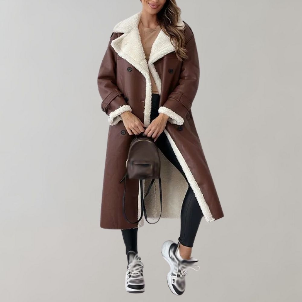 Aliams | Einreihiger Wintermantel Aus Weichem Leder